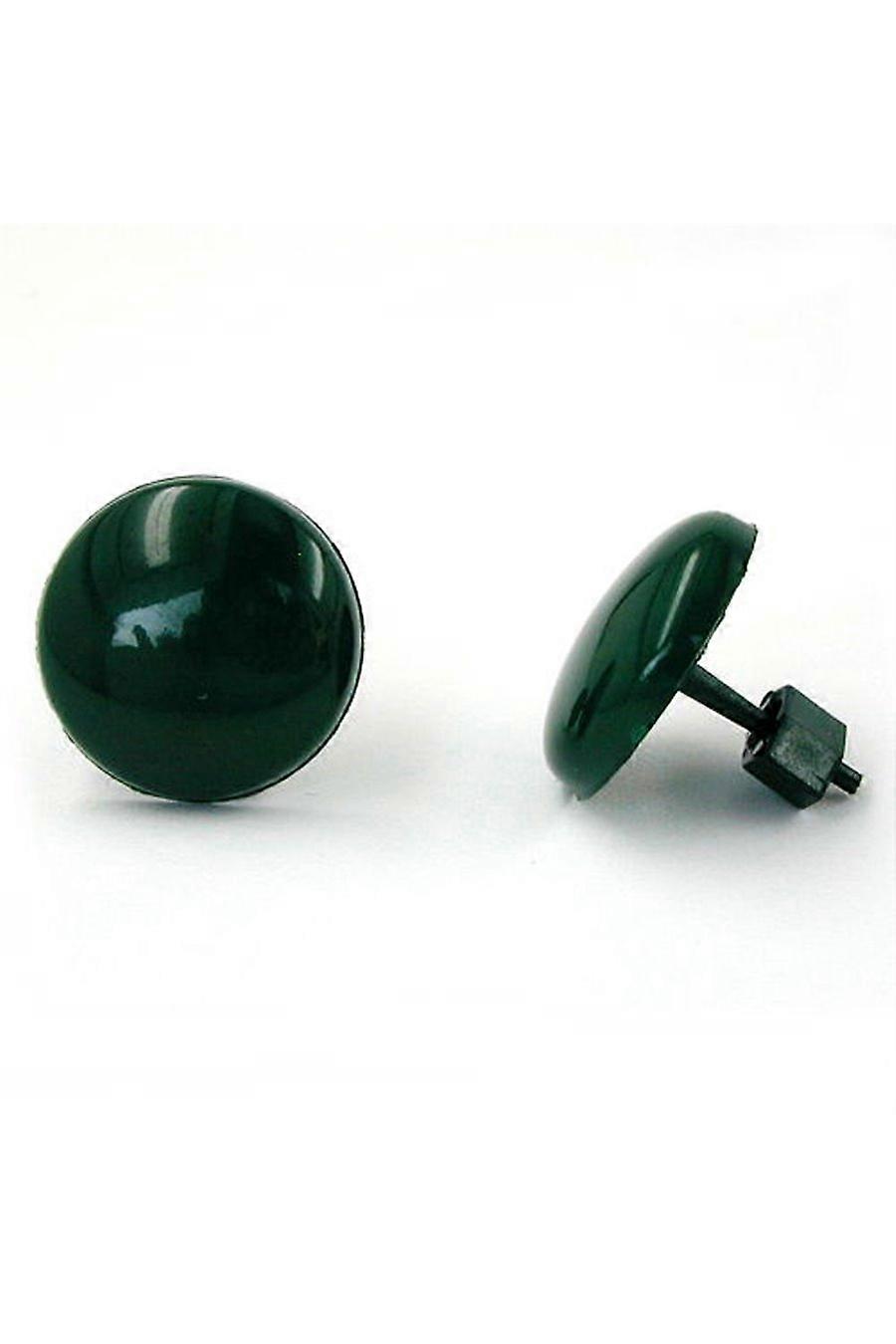 Stud Earrings Plastic Round Dark Green - Gl01829