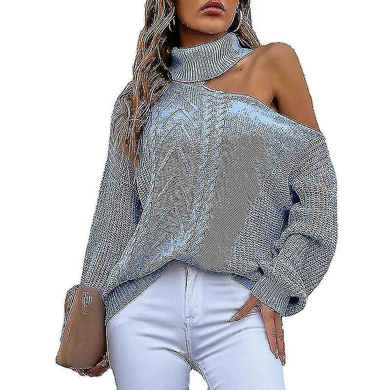 Damen Winter Cross Neckter Leaky Schulterärmel Pullover