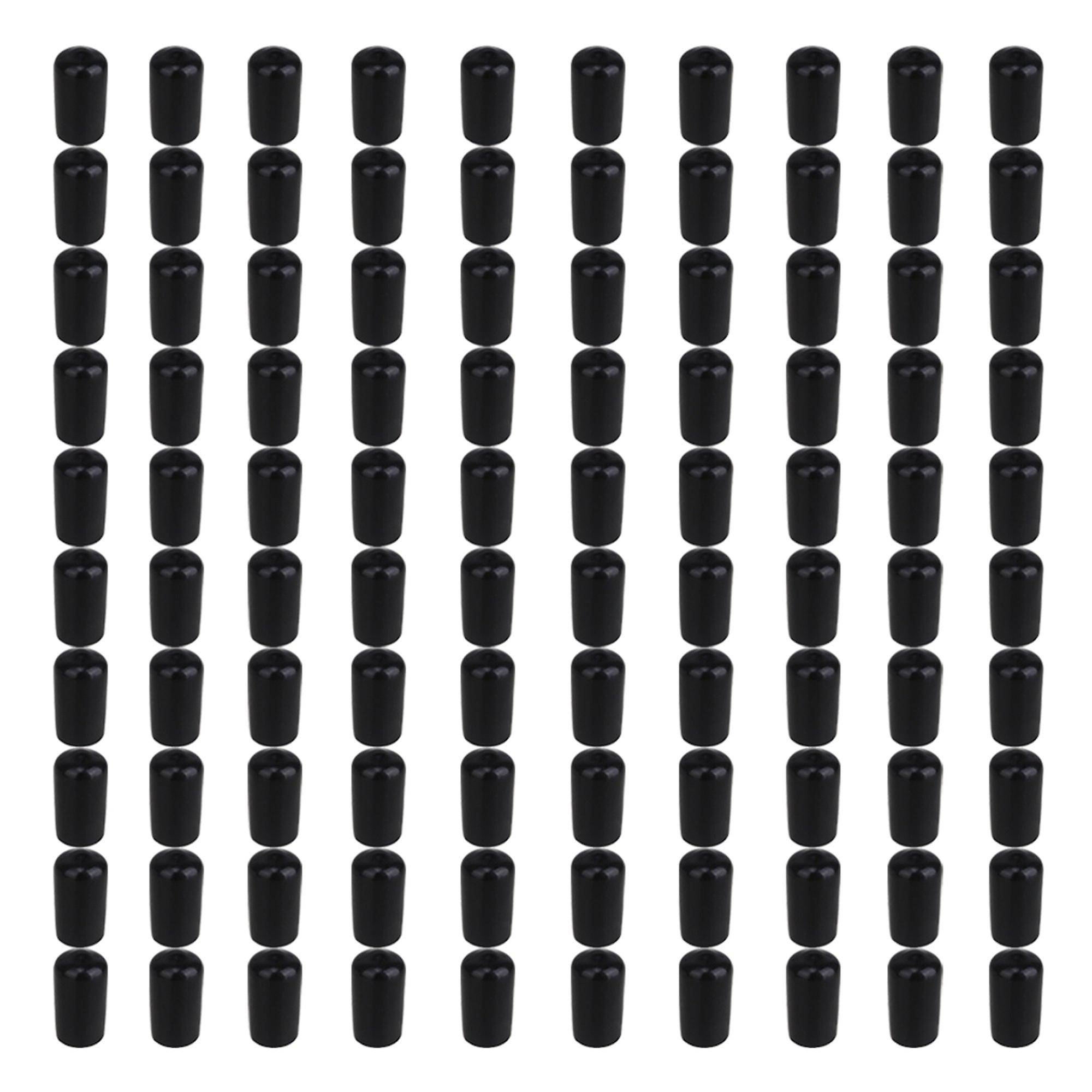 100 x Black 12mm Soft Rubber Round Hose Finisher Screw Thread Protector Cover