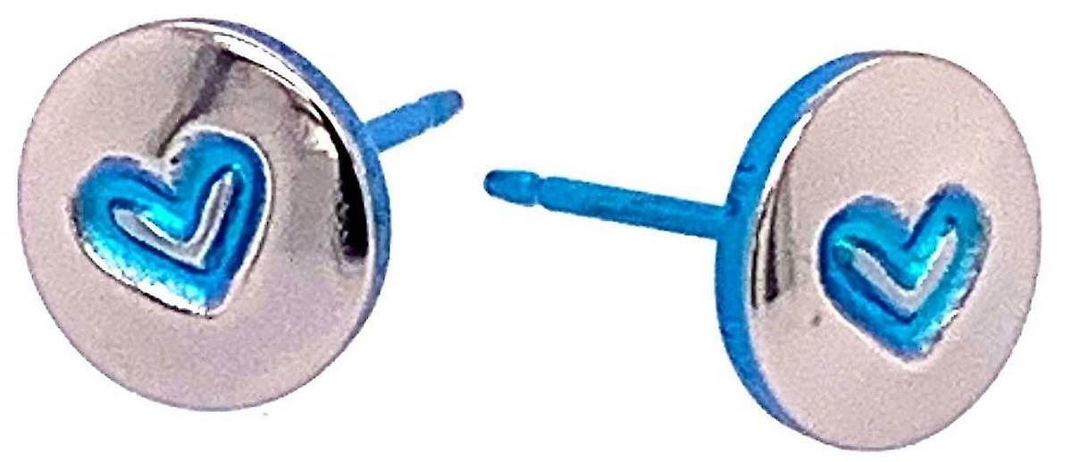 Ti2 Titanium Heart Stud Earrings - Light Blue