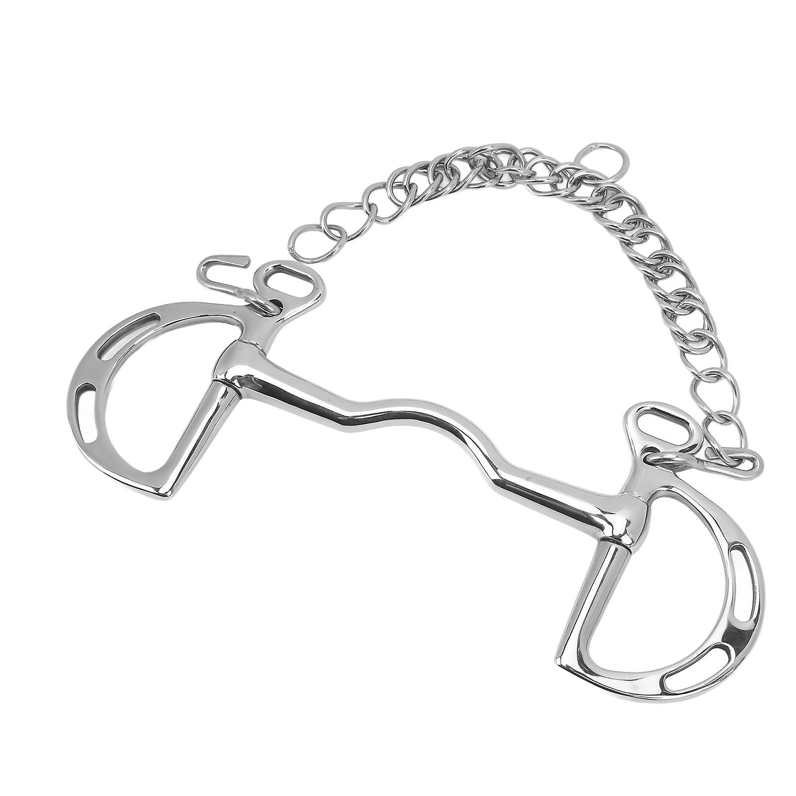 D Ring Horse Bit Stainless Steel Horse Mouth Snaffle Bit with Chain for 135mm Horse Mouth