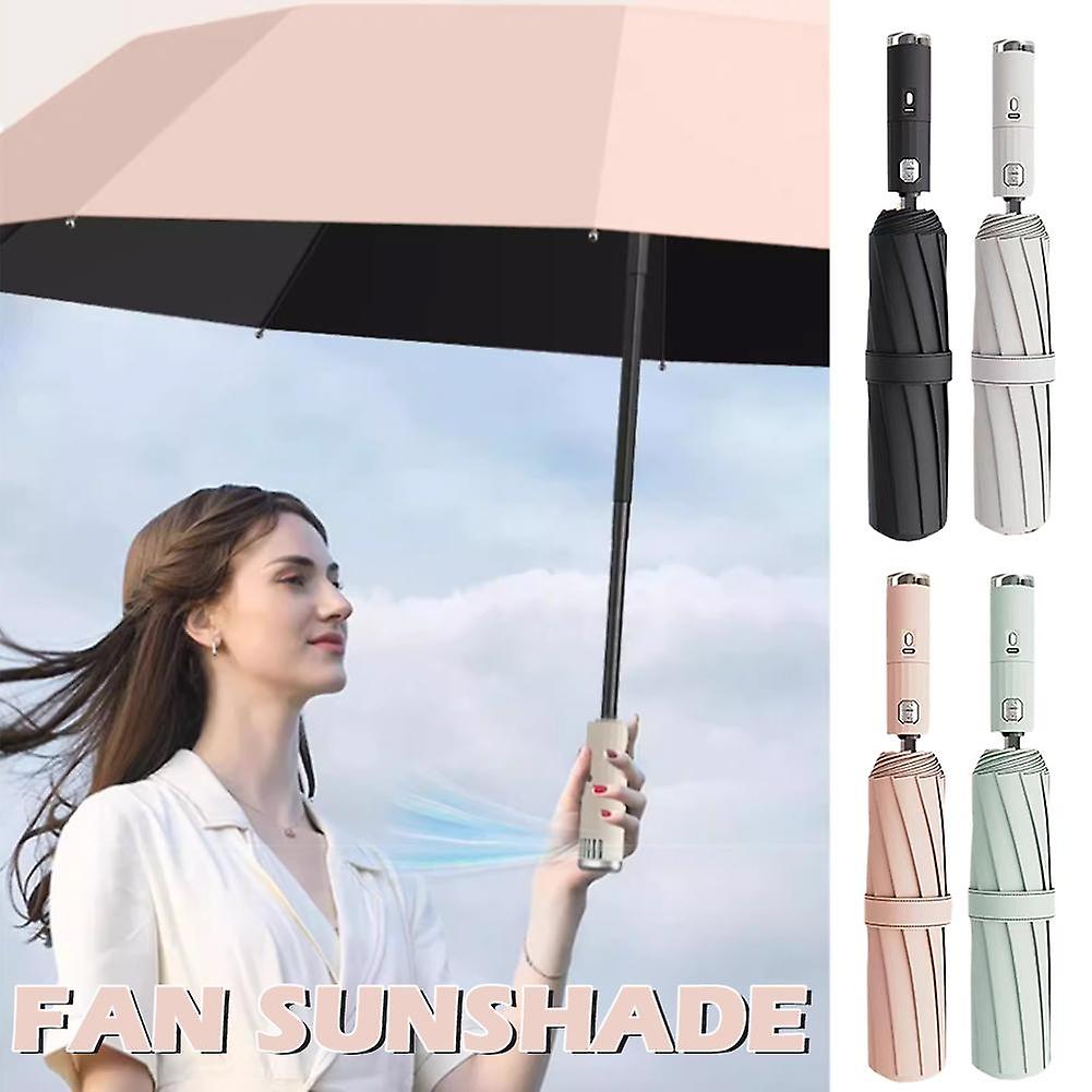 USB Chargeable Foldable Umbrella with Fan Beach Portable UV Umbrella