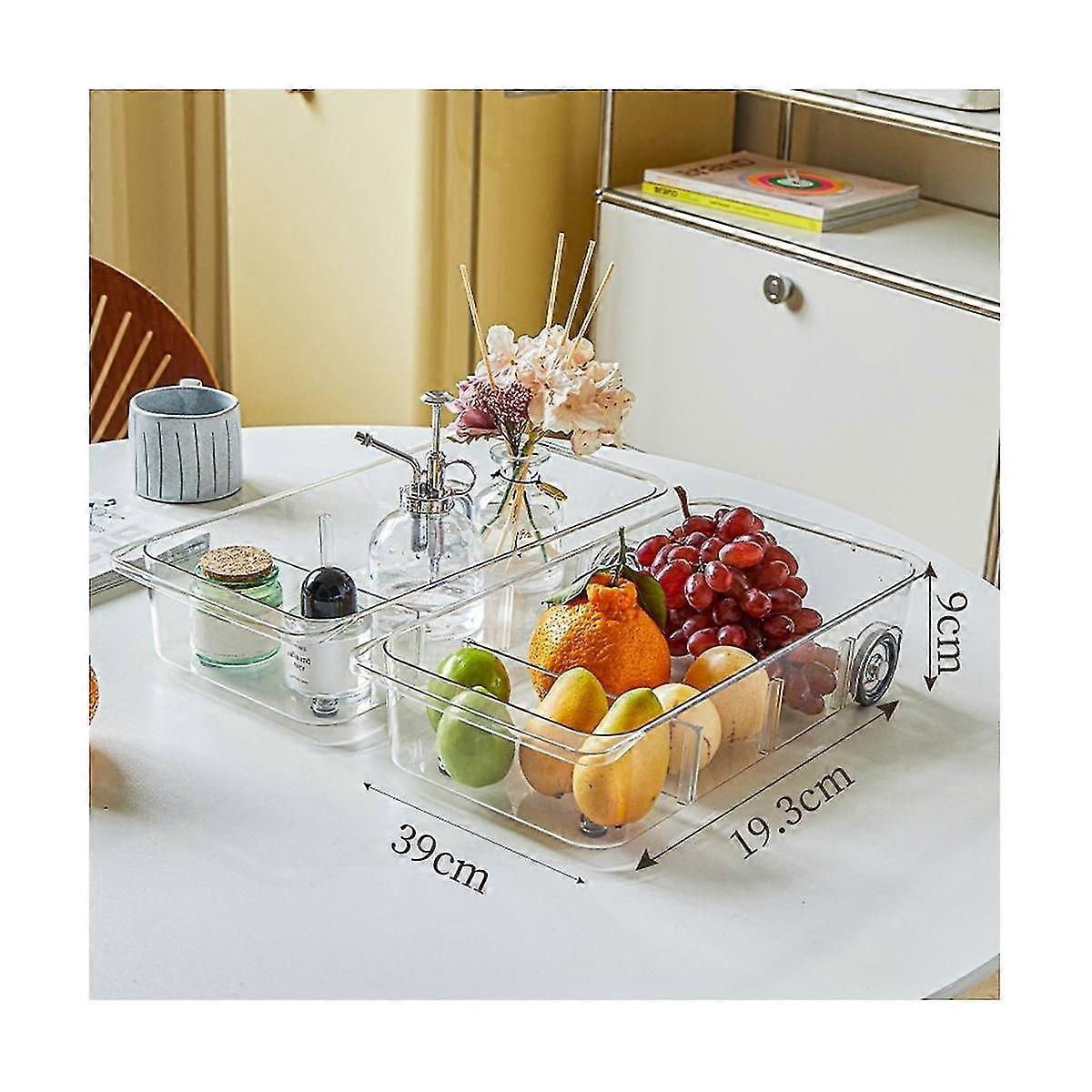 Refrigerator drawer organizer and storage transparent refrigerator organizer with wheels, upgraded a