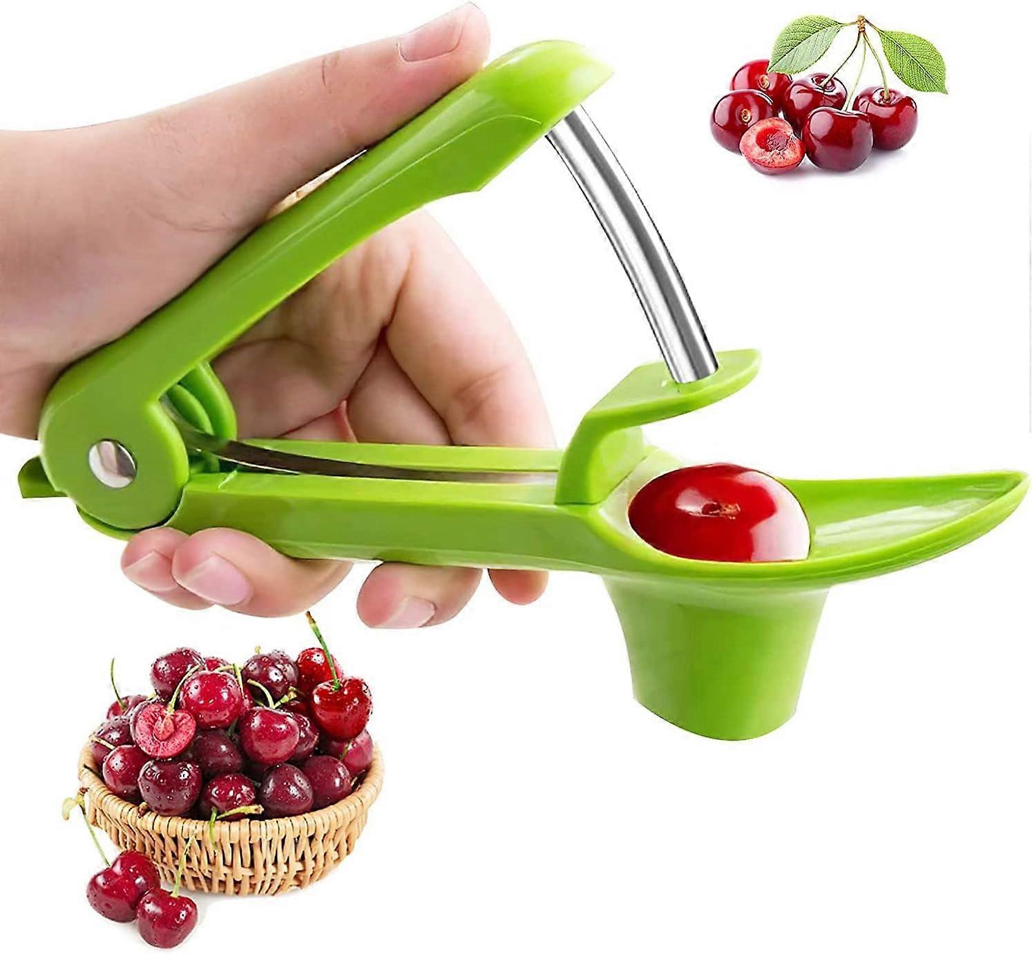 Cherry Pitter - Kirschentkerner mit Edelstahlstab, Olivenentkerner/Kirschkernentferner/Datteln entkernen