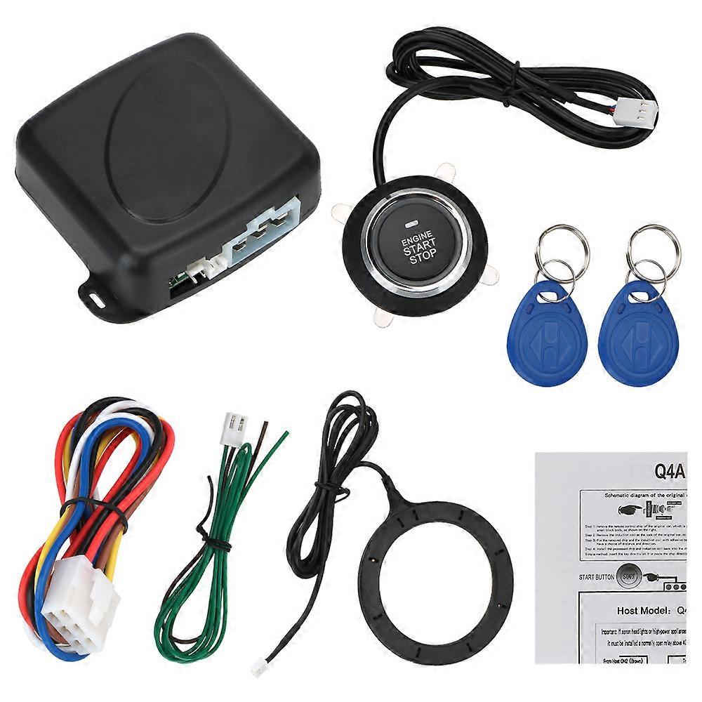 Starter Car Key Systems Key blade Push Button 12V Entry Ignition Switch less Entry Starter Antitheft System Alarm Start Stop Button Electronics