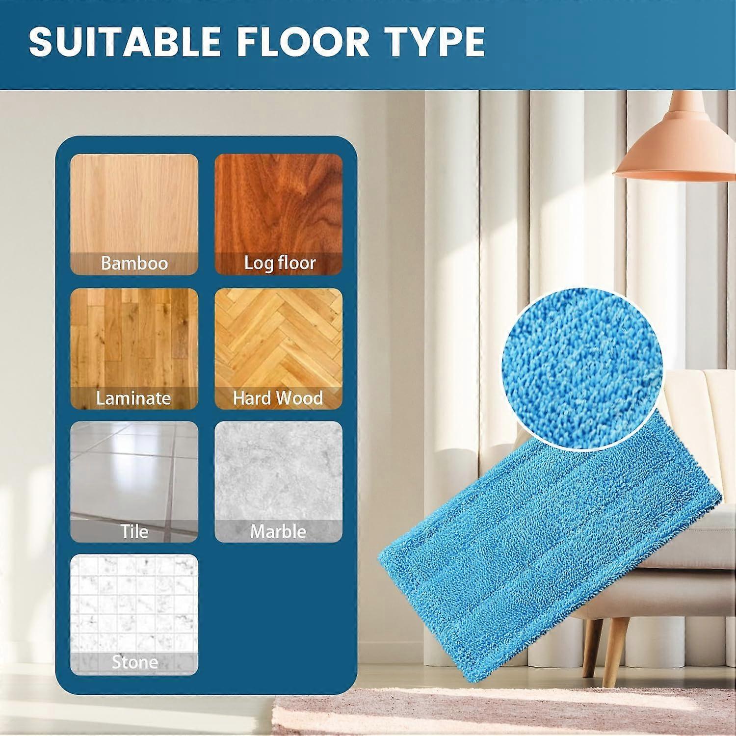 2 Pcs Reusable XL Mop Refill Pads - Microfiber Mop Head Replacements For Most Floor Sweepers