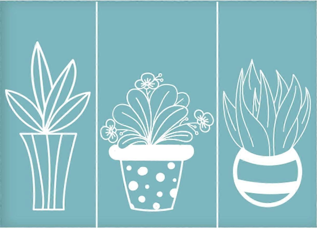 Self-Adhesive Silk Screen Printing Stencil Potted Plant Reusable Pattern Stencils