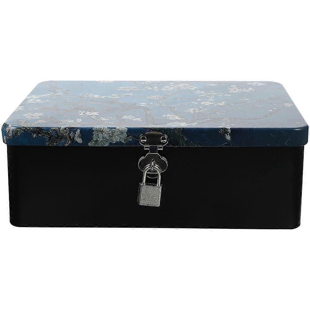 Tinplate Storage Box with Lock Desktop Storage Box Tinplate Box Desktop Organizer