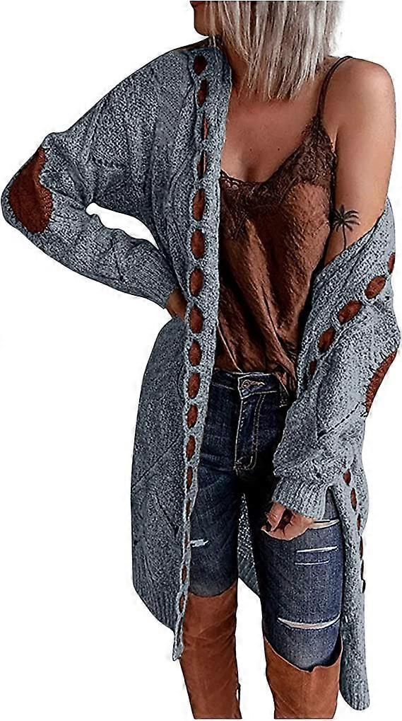 Moda para damas Plus Size Suéter Cardigan con capucha Sudadera con capucha suelta