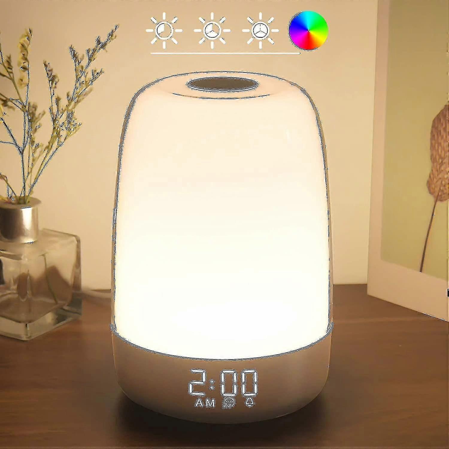 Touch Wake Up Nachtlicht mit Sonnenaufgangssimulation Wecker, 3 Wege dimmbare warmweiße Nachttischlampe, Schlafhilfe Snooze Timer Modus Tw