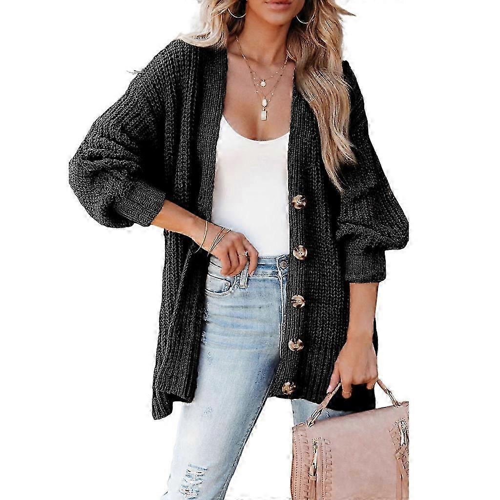 Chic Long Sleeve Button Down Cardigan Sweater for Fall Winter Oversized Coat