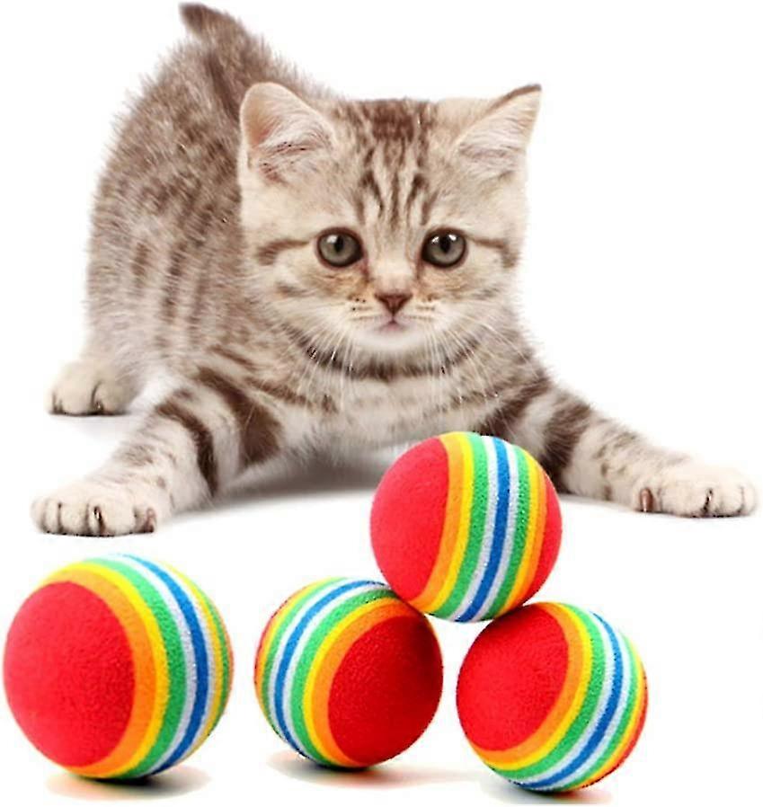Rainbow Soft Foam Cat Balls Colorful Pet Toy Ball Chew Balls For Cats Cute Rainbow Ball For Feline Rolling Roller Scratching Play Chewing (20 Pi