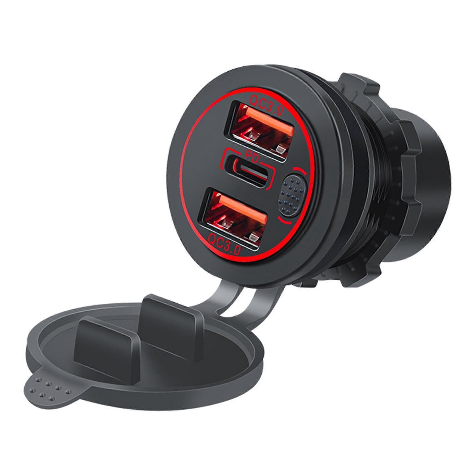  3-Port-USB-Autoladegerät QC3.0 Schnelllade-Dual-USB-Autoladegerät Adapter 12V-24V