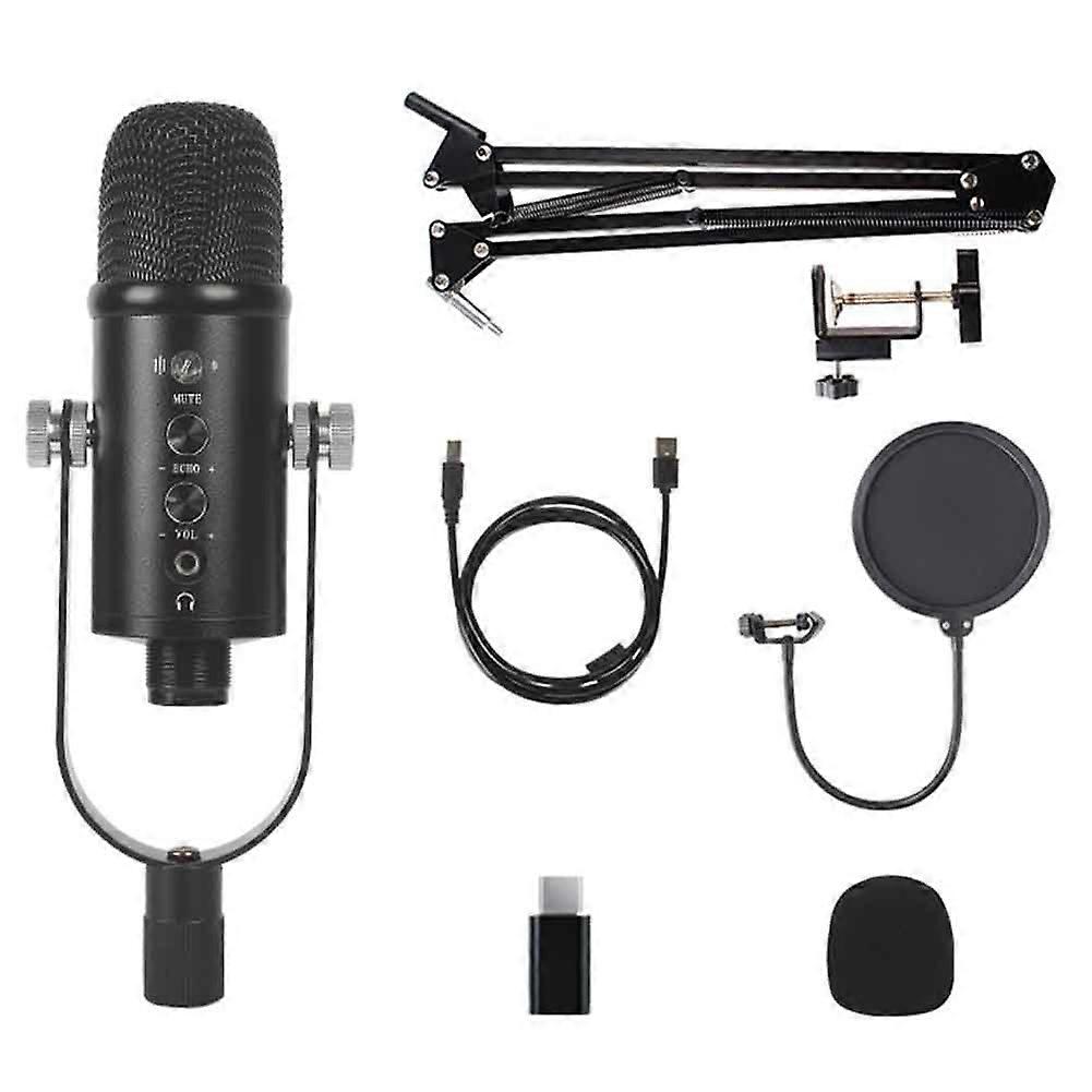 USB Microphone Professional Plug Play Studio Microphone with Stand for Gaming Online Chatting Video