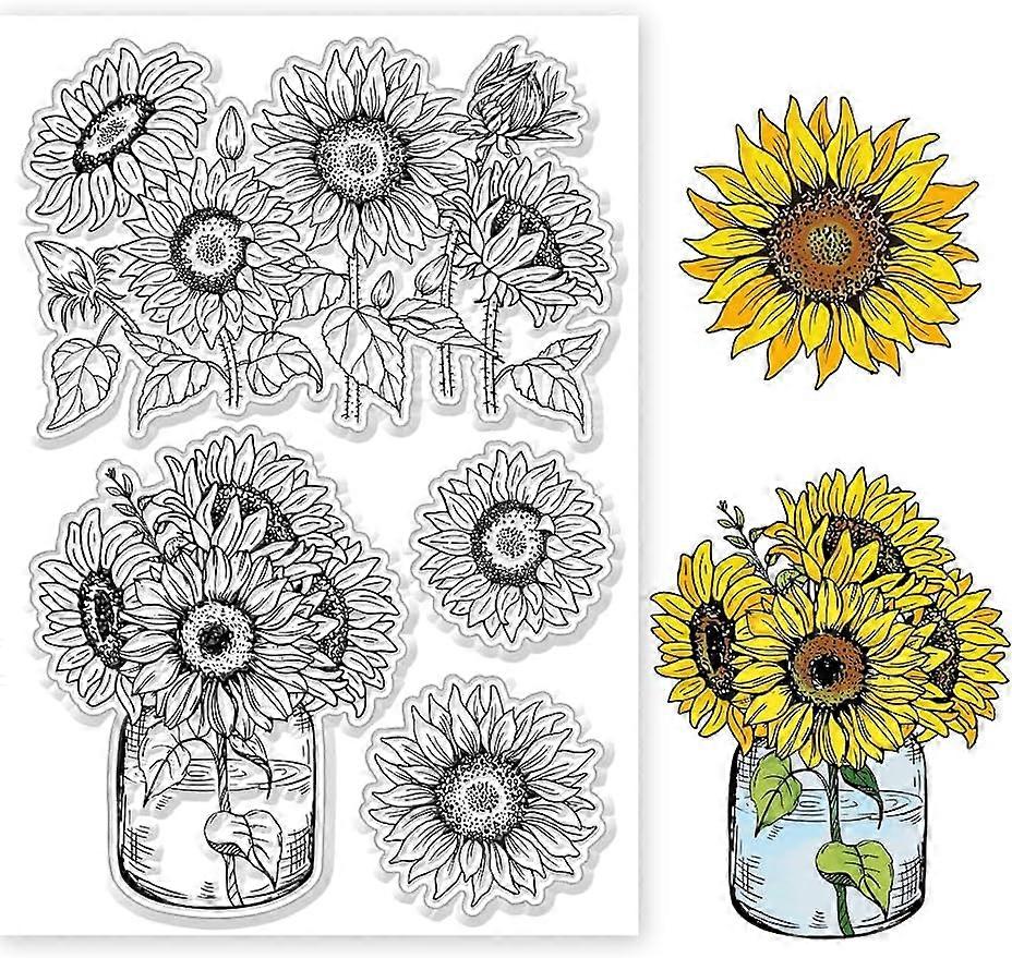 1Sheet Sunflower Silicone Clear Stamp Seals