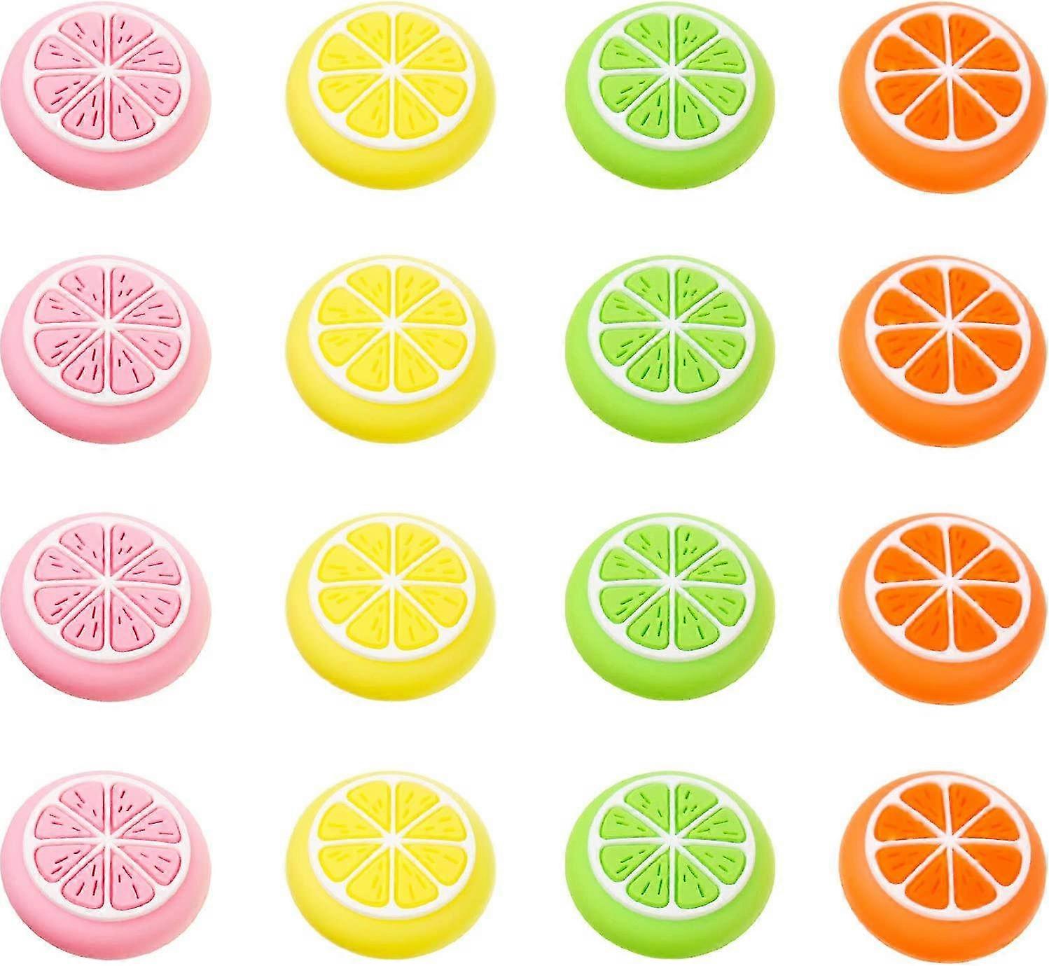 16pcs Replacement Cute Fruit Lemon Design Thumb Grip Cap Thumb Grip Analog Stick Cover