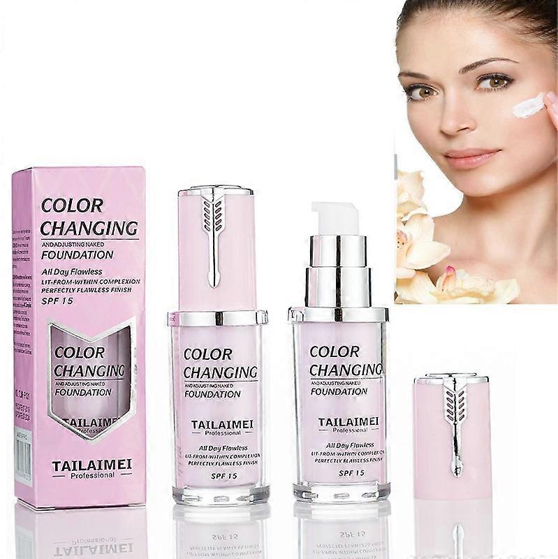 Foundation Color Changing, Flawless Color Changing Warm Skin Tone Brighten Concealer Waterproof Long Lasting Moisturising Foundation