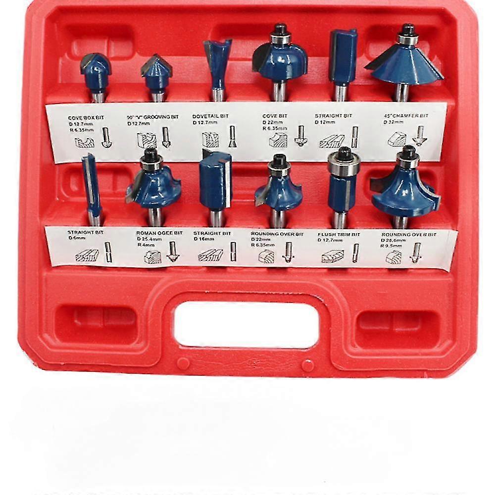 Router Bits, Tungstne Carbide Jar Corner Tool, Flute Drill Tongue For Agglomr, Wood Milling Cutter, 1/4 Grip 12pc B