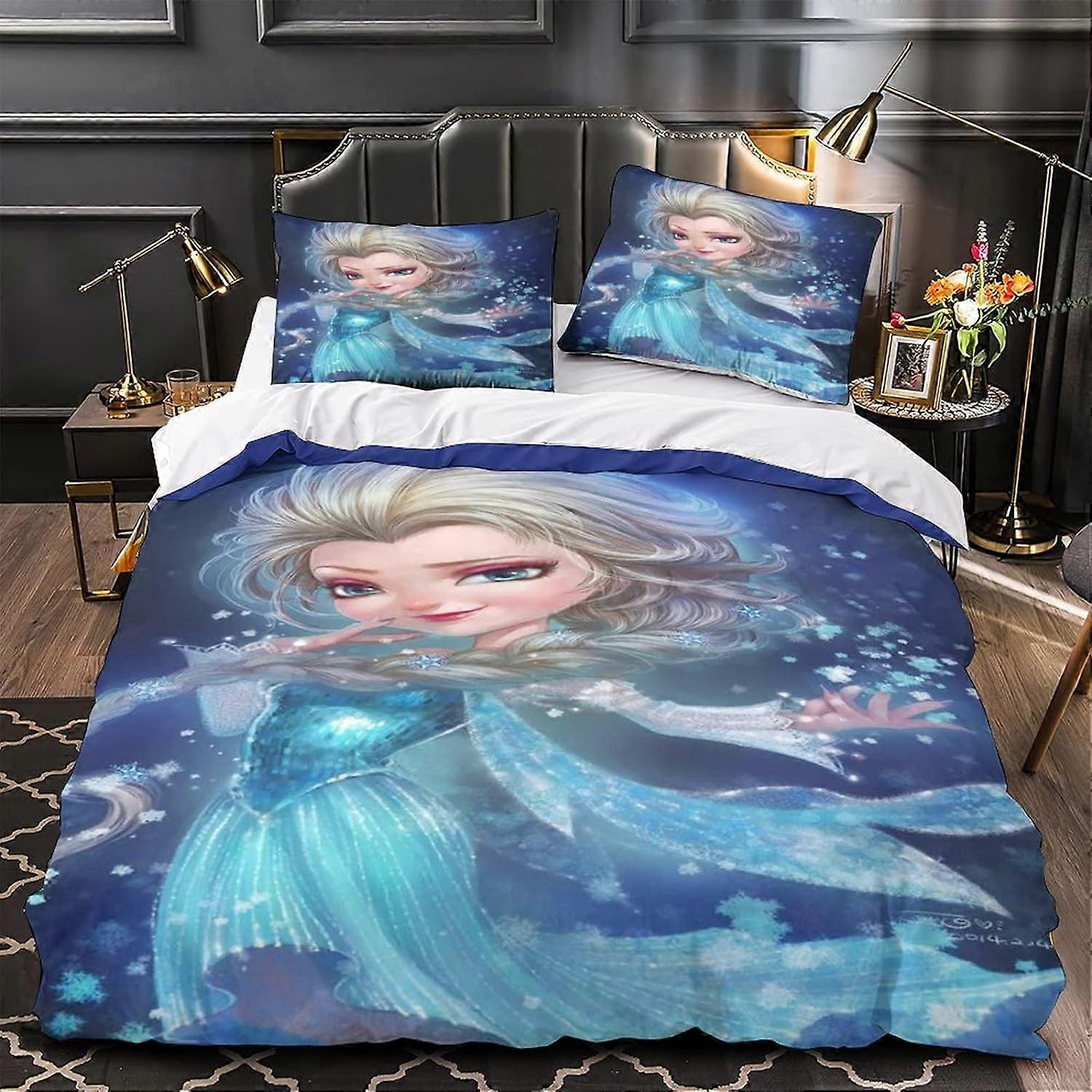 Frozen Elsa D Duvet Cover Set for Kids Boys, Hidden Zipper Soft Microfiber Double