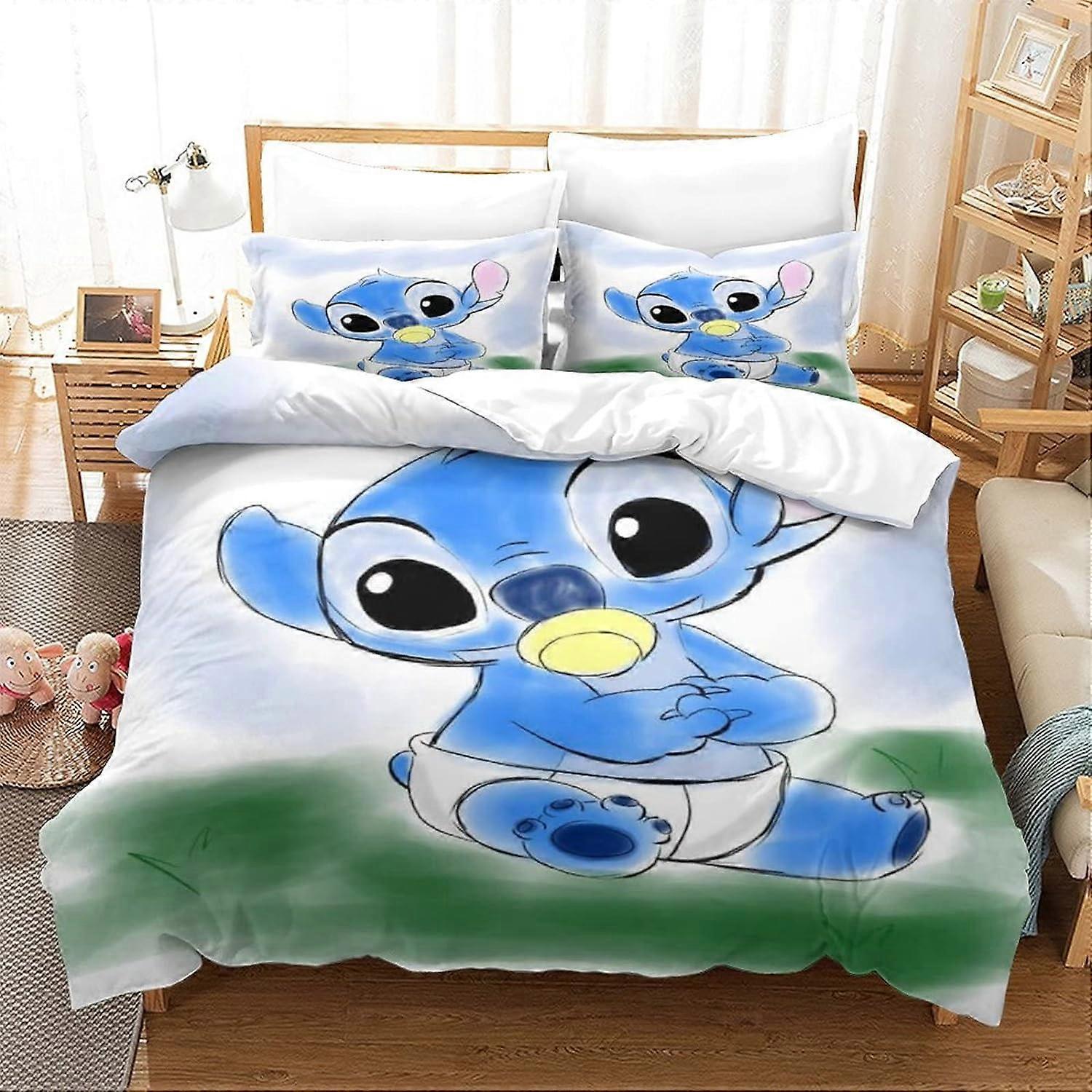 Copripiumino e federe Stitch Lilo & Stitch e stampa Copripiumino in morbido poliestere in microfibra con federe