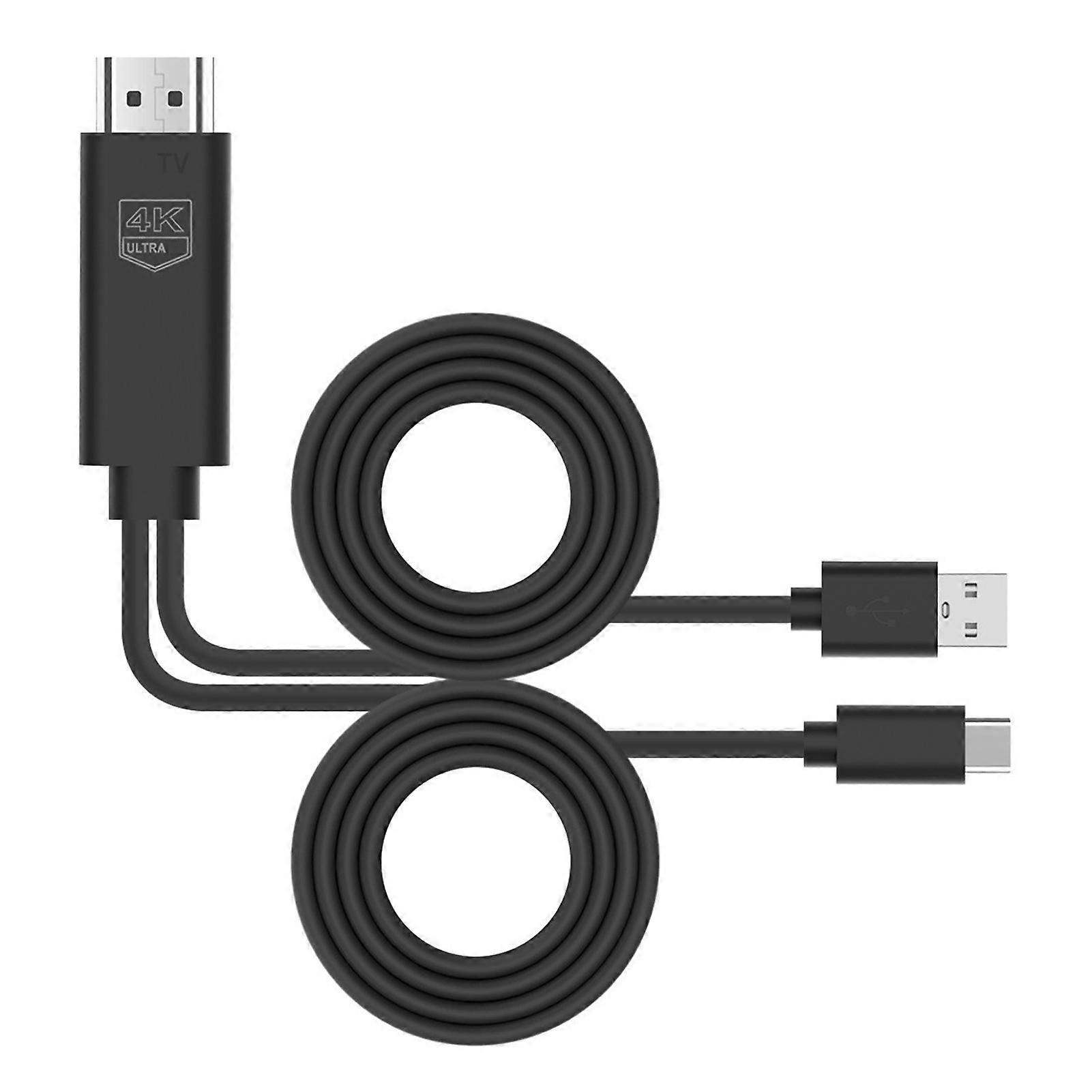 Video Converter Cable High Resolution Anti-interference Plug Play Type-C to HDMI-compatible 4K Video Digital Converter Cord for TV Set