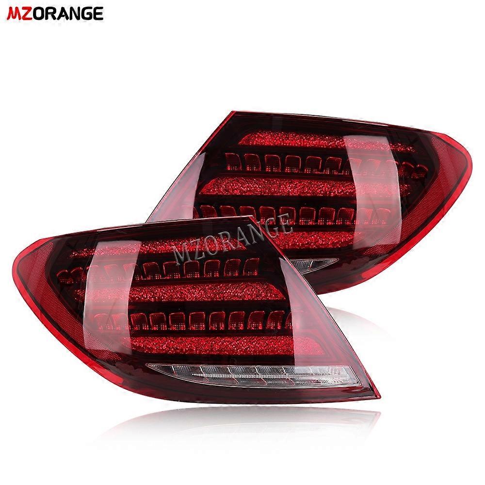 1 Pair Red Lens Led Tail Lights for Mercedes-Benz W204 2007-2013 Tail Light with Driving Brake Reversing Fog Turn Signal Lamp
