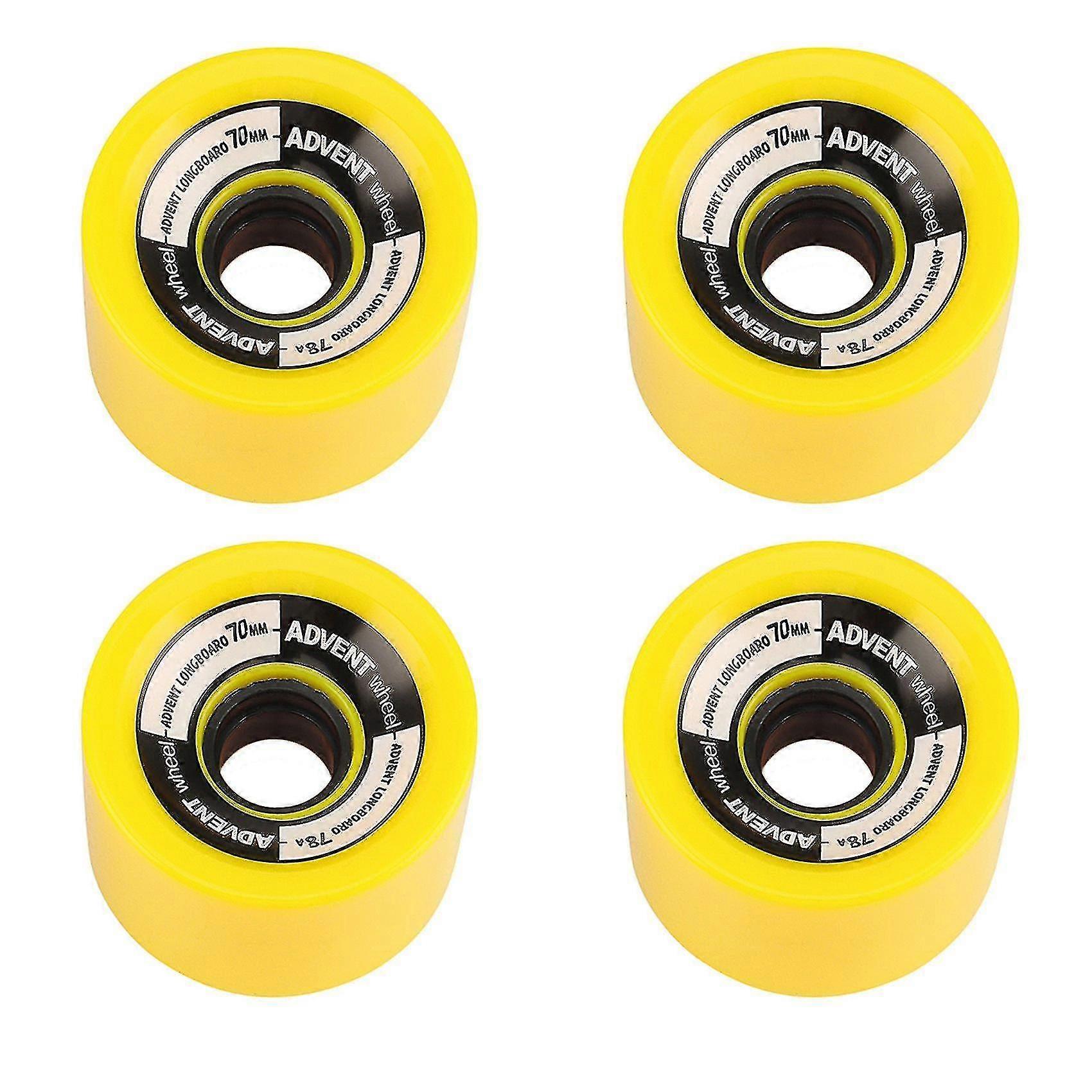 Set Of 4 Wheels 70x51mm 78a Offset Hub Solid Longboard Wheels ,yellow
