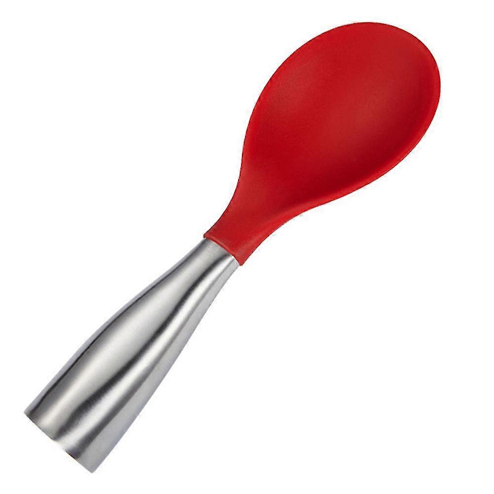 Standing Rice Spoon With Stainless Steel And Silicone, Not Rust Rice Scooper, Non-stick Rice Spatula,red