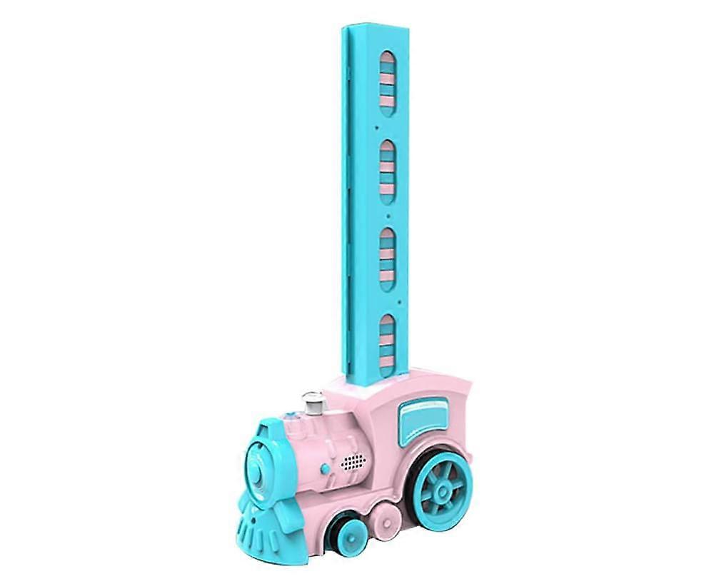 Creative Automatic Train Game Plastic Stacking Domino Toy DIY Educational Toy - Pink