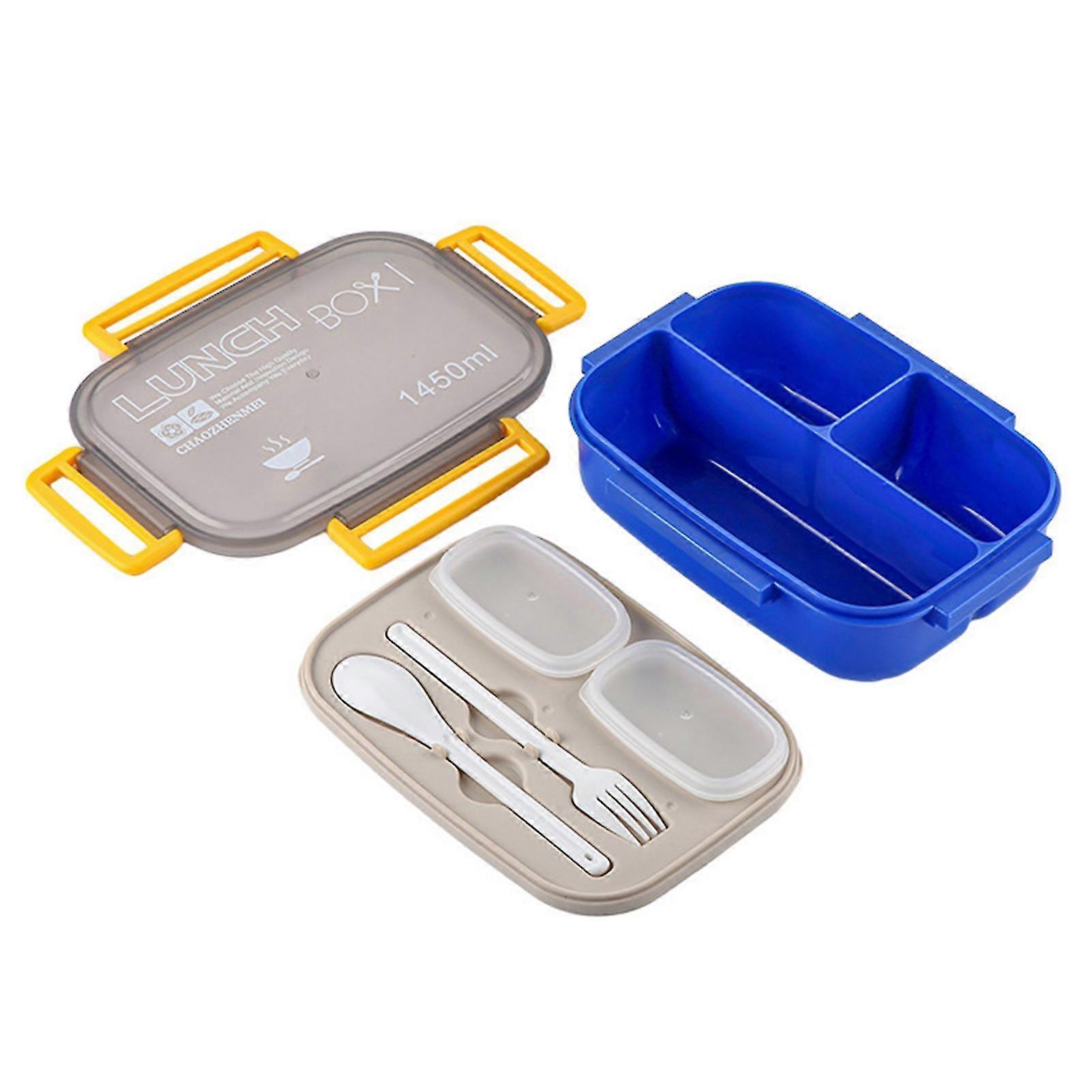 All-in-1 Modern Lunch Box with 2 Stackable Containers Dishwasher Safe Bento Box Compartment Food Container
