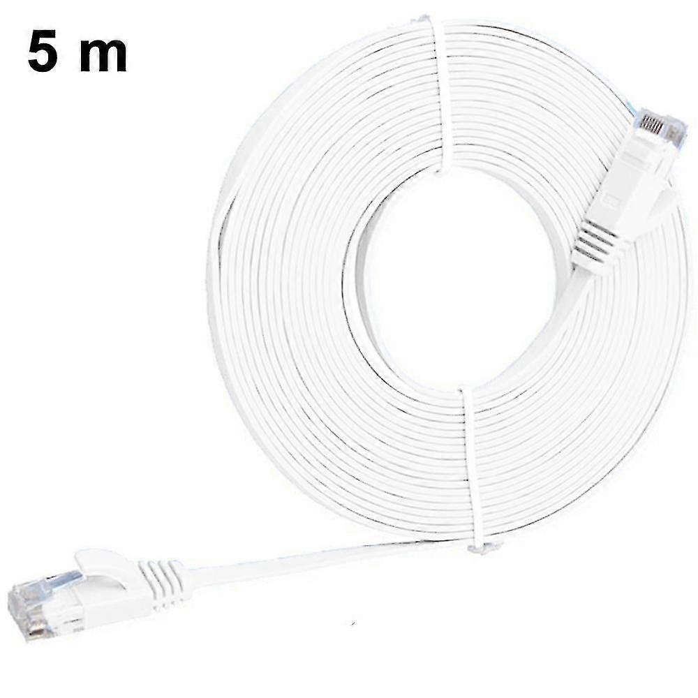 Cat6 Flat Shielded Rj45 Ethernet Patch Network Cable,5m,white