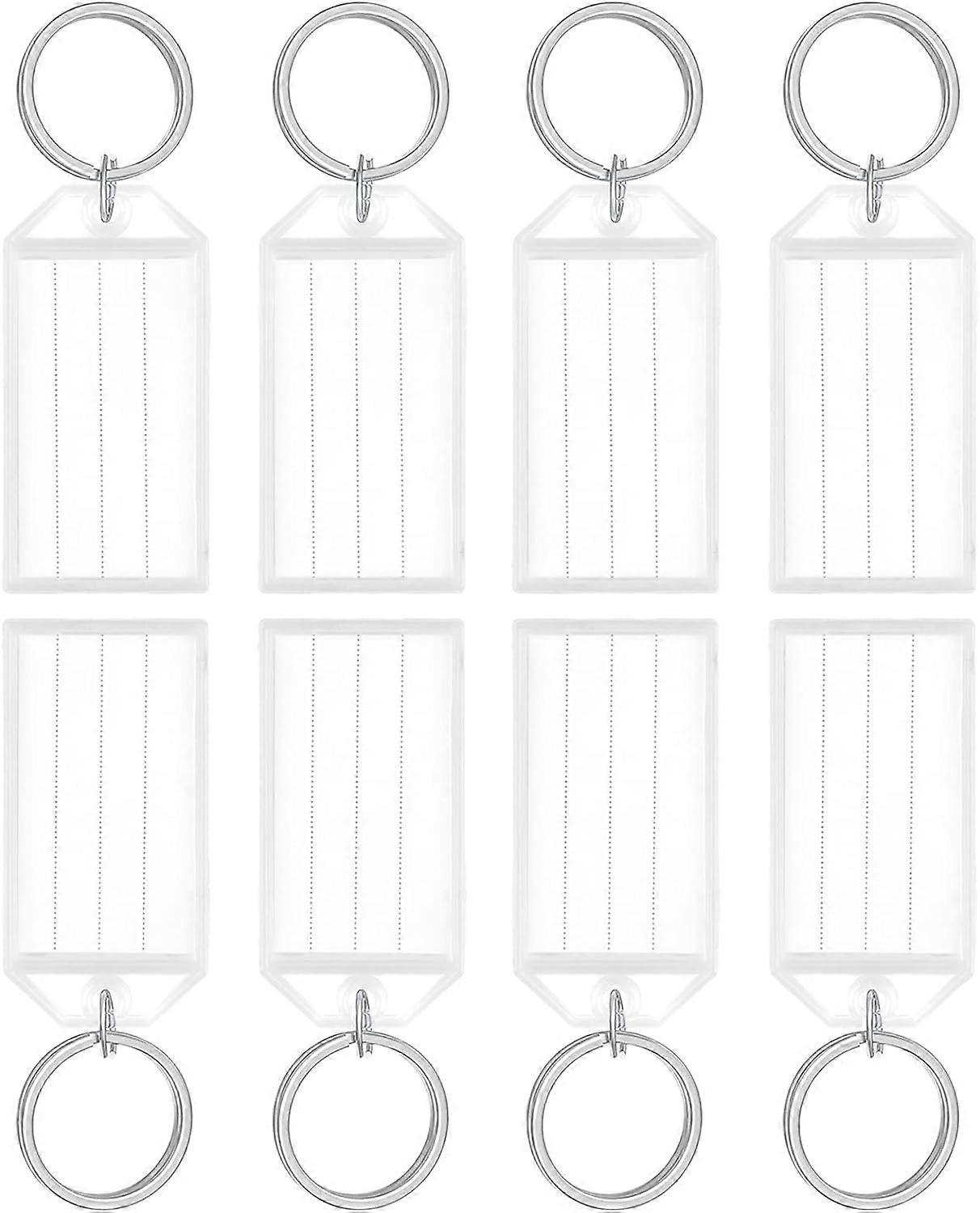20 Pack 5.5cm Heavy Duty Plastic Labels with White Item Identifiers with Blank Paper Labels, Clear Covers and Split Rings