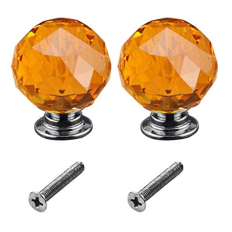 2Pcs 30mm Ball Shaped Crystal Glass Zinc Alloy Base Pull Handle Knob for Cabinet