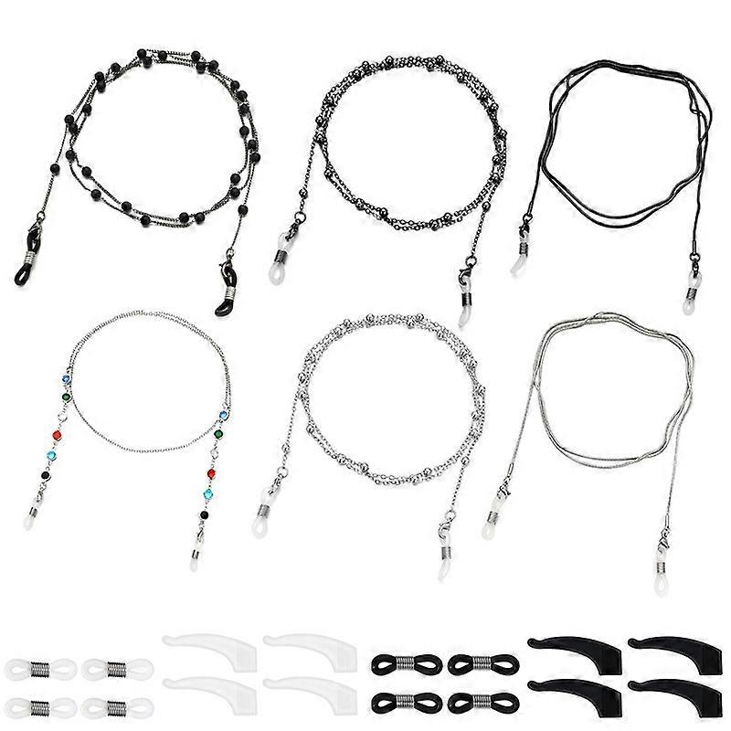 6pcs Mask Holder Chain Lanyard Necklace Sunglass Eyeglass Glasses Chains Eyewear Retainer Beaded Eyeglass Strap Holder Anti-lost Mask Leash for Women