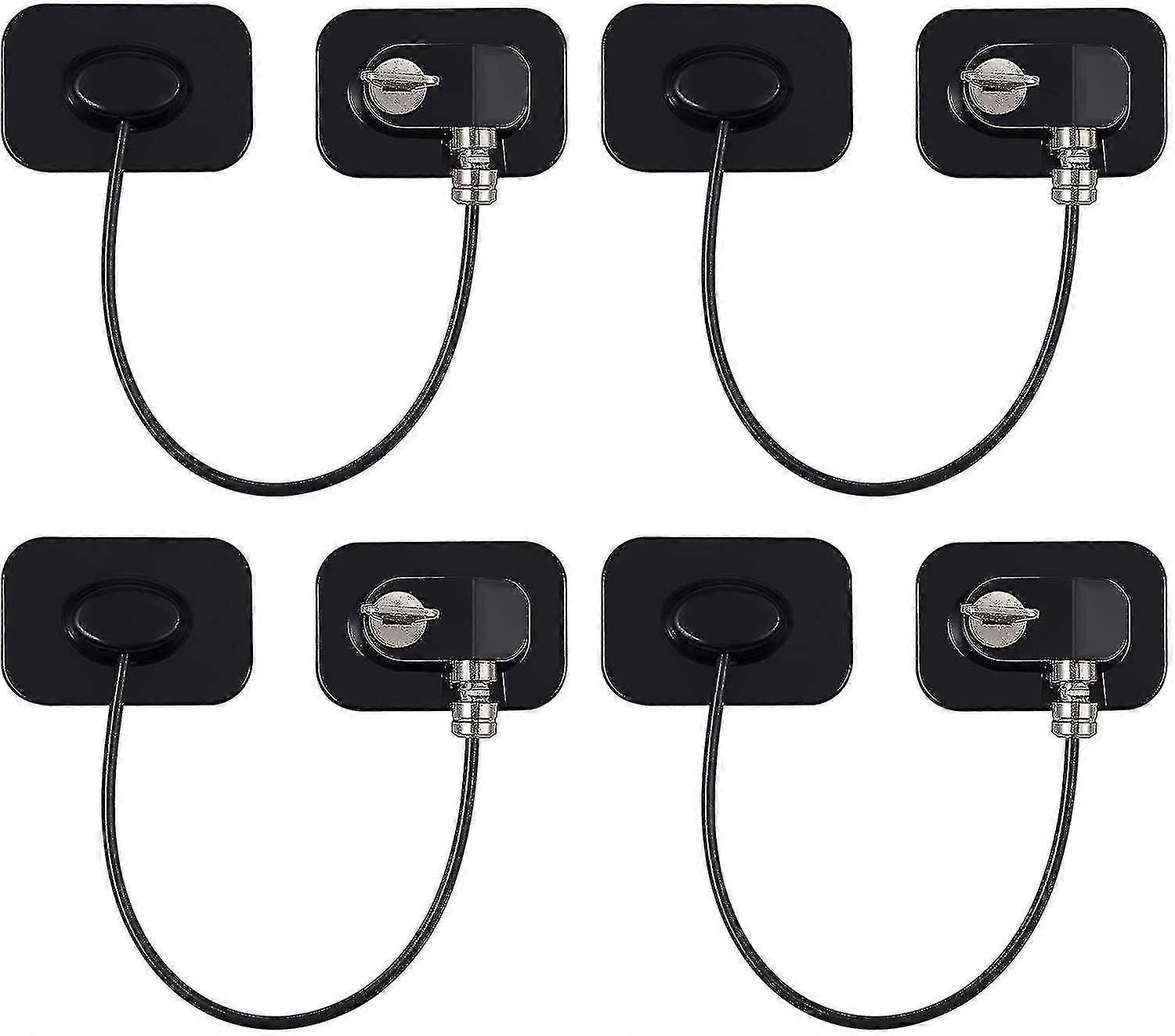4pcs Door Window Fridge Security Lock With Restrictor Key Cable Freezer Door Lock Adhesive No Drilling Door Lock Cupboard Child Baby Safety