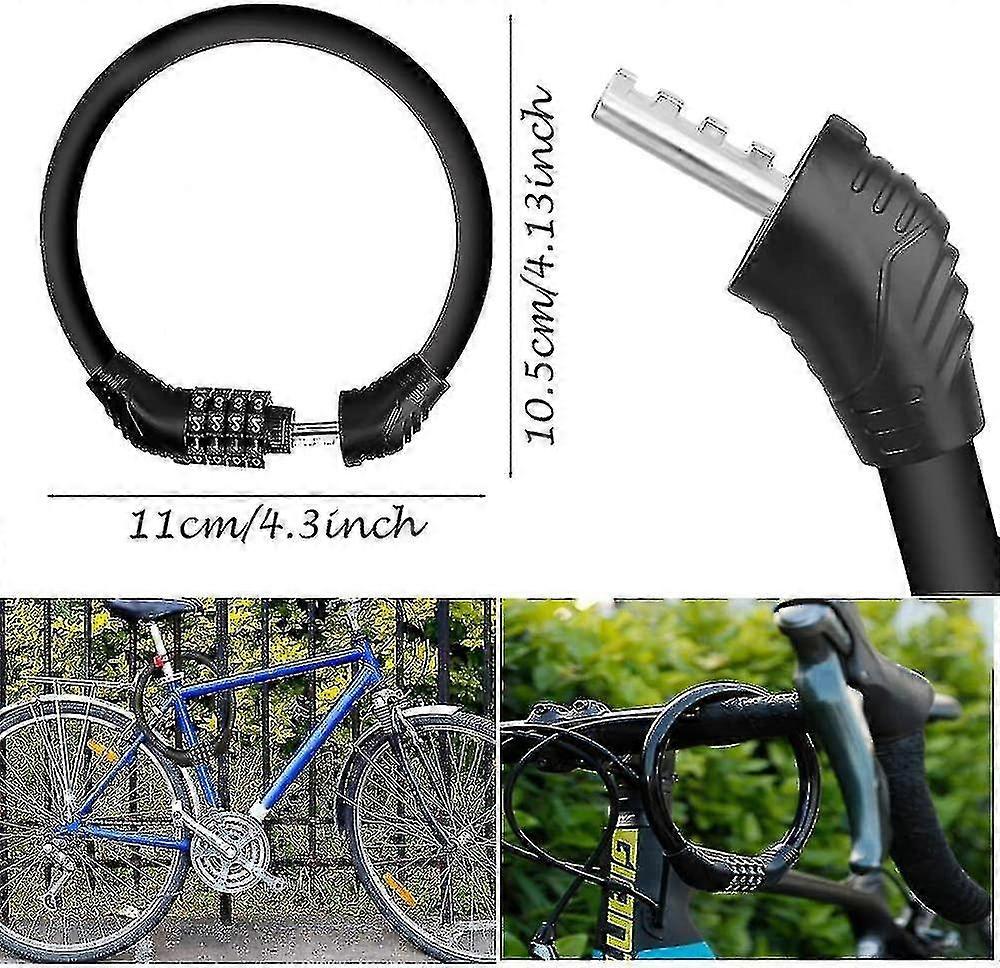 Sykkellås, stålkabel sykkellås, mini sykkellås, svart sykkellås, tilbakestillbar sykkellås, sykkellås med