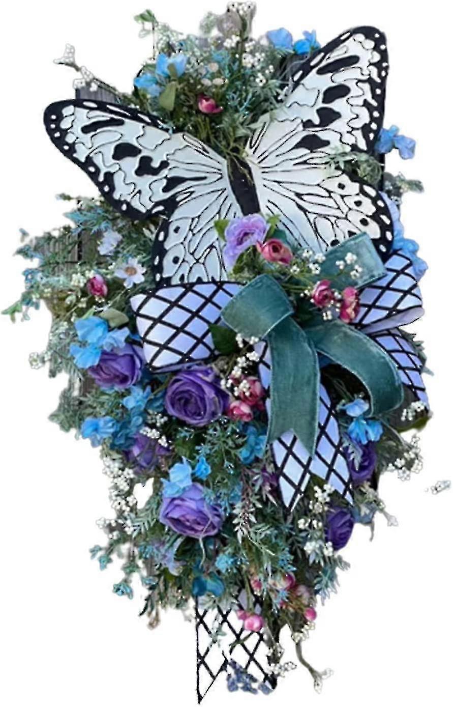 Spring Teardrop Swag,rose Butterfly