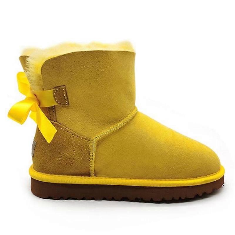 EVAGO Christmas Gift Pure Color Women's Snow Boots for Winter Mid-Calf high Back Bows