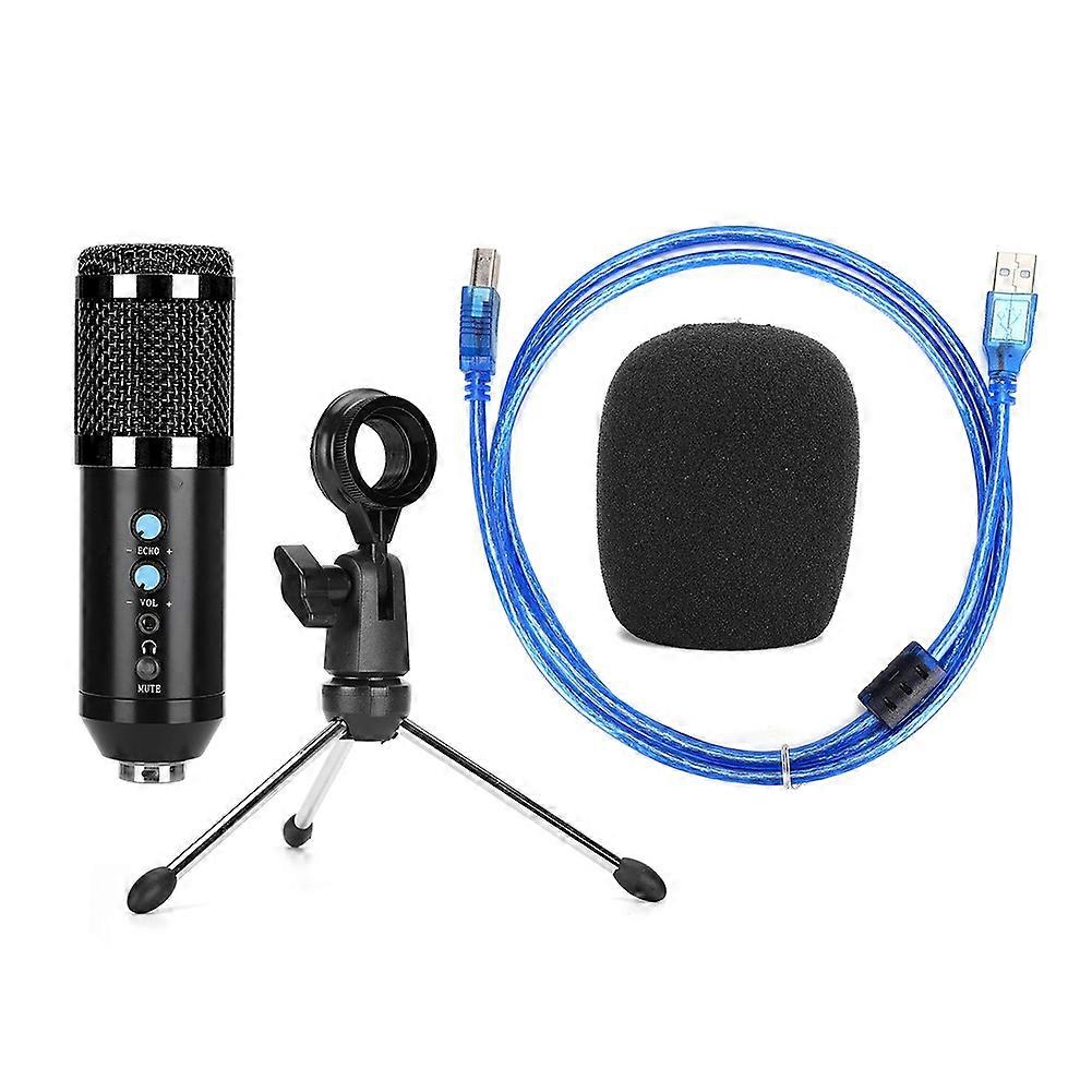 Condenser Microphone Stable USB Desktop Tripod MIC High Sensitivity Adjustable Angle for PCBlack