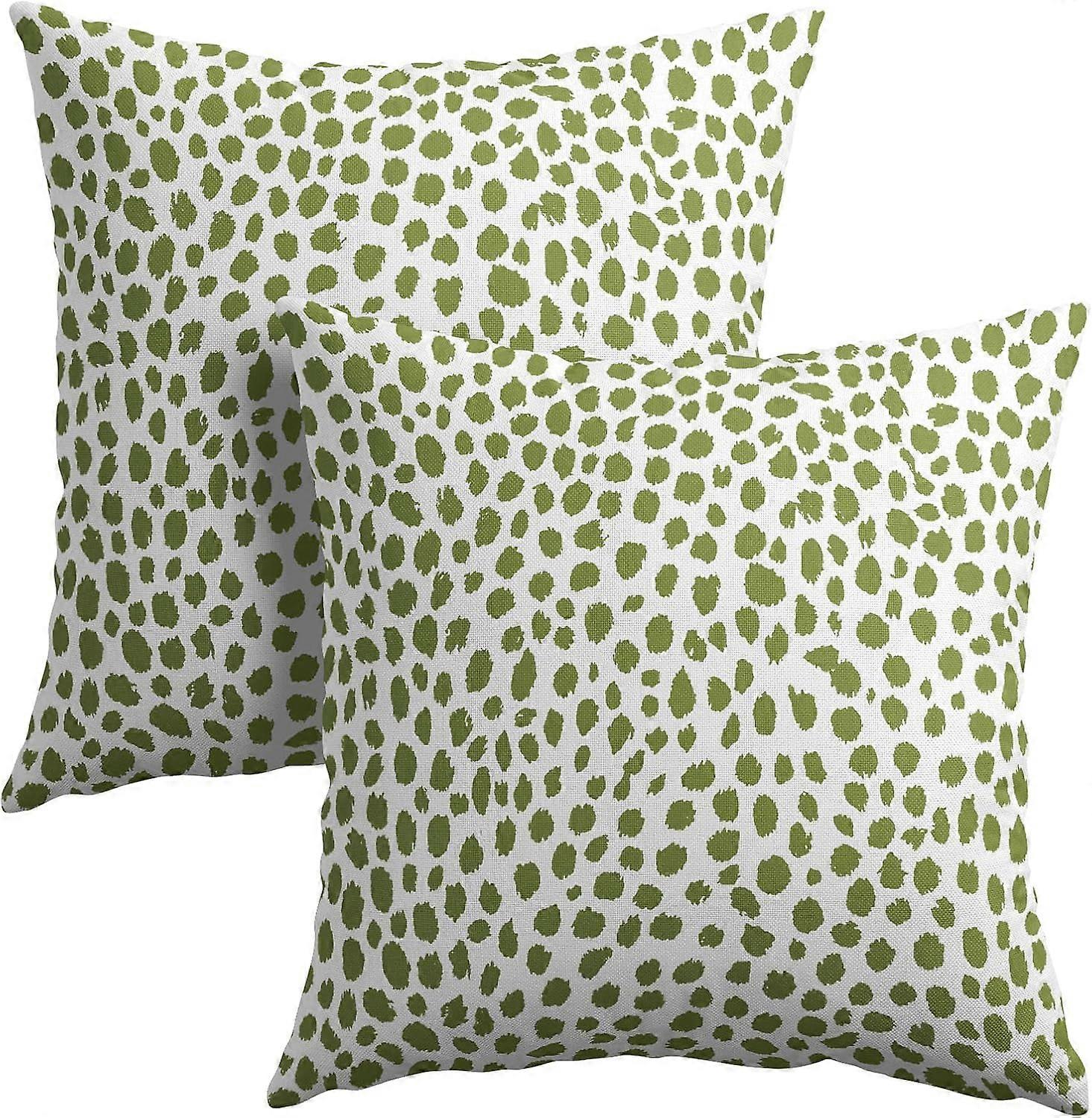 Limetkovo zelené krémové obliečky na vankúše 18x18 palcov Boho Design Polka Dot Throw Vankúš Súprava 2 moderných ťahov štetcom Tlač Obliečka na vankúš Bavlnená bielizeň Cush