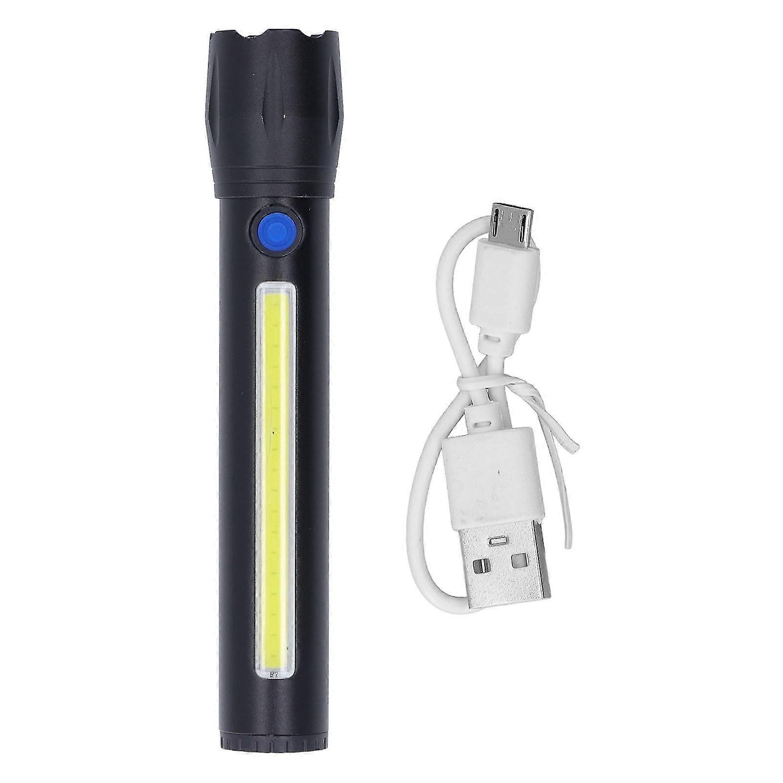 Super Bright LED Flashlight USB Rechargeable Telescopic Zoom Long Range COB Handheld Torch