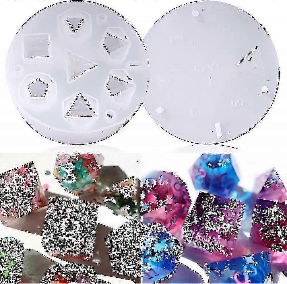 Dice Molds For Resin, Resin Mold 7 Standard Polyhedral Sharp Edge Dice Cavities For Diy Dices Making