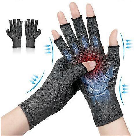 Artrit Handskar, Kompressionshandskar Män Kvinnor, Artroshandskar Fingerlösa handskar för smärtlindring (M)