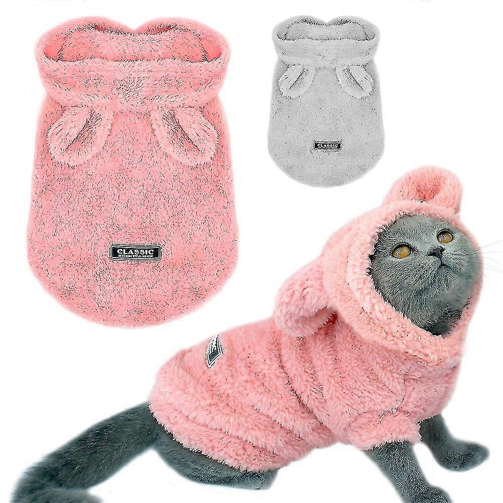 Varma kattkläder vinter husdjur valp kattunge jacka jacka för små medelstora hundar katter chihuahua yorkshire kläder kostym rosa S-2xl