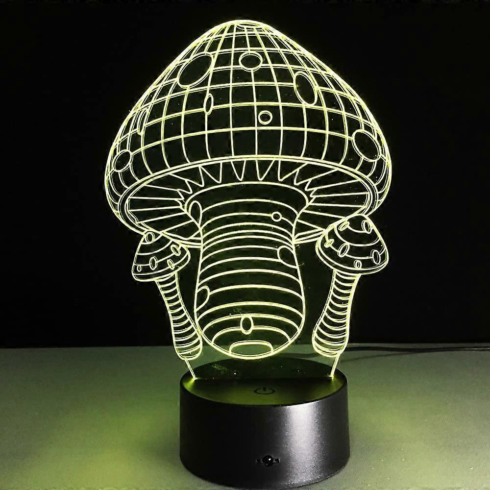 SWTZEQ Fungo dei cartoni animati 3D Lampade, Illusione Ottica Luce Notturna, 16 color transform touch and remote control camera da letto per bambini lampada da tavolo sleep decorazione luce regalo di