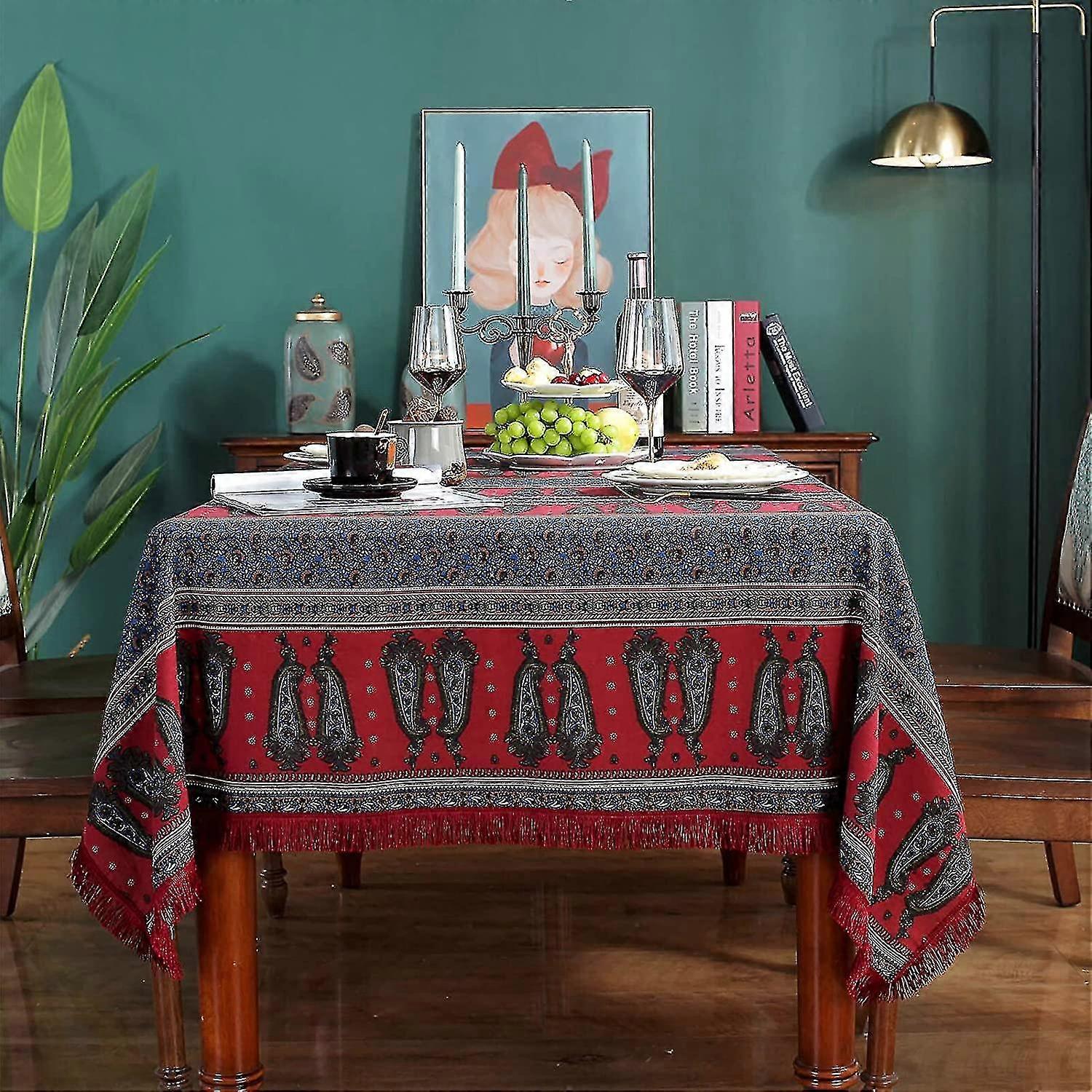 Wabjtam Rustic Tablecloth Cotton Linen Waterproof Tablecloths Burlap Table Cloths For Kitchen