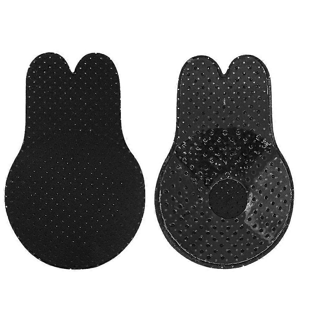 Rabbit Head Invisible 2pcs Bra Pads Breathable Adhesive Breast Lift Tape Nipple Covers Black