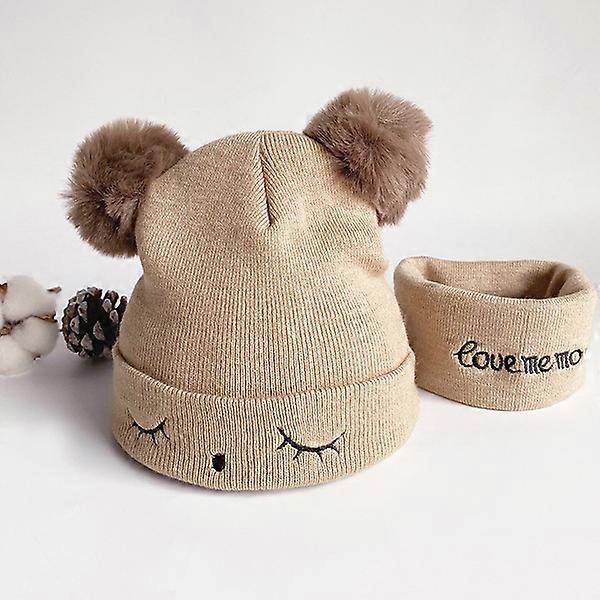 Knitting Hat Cotton Ear Cap for Winter Hat Coffee