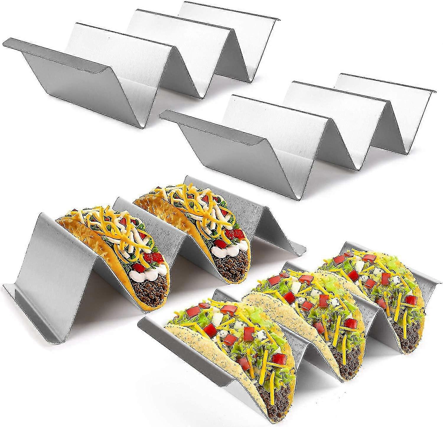 4 confezioni di porta tacos in acciaio inox, supporto per tacos, vassoio stile