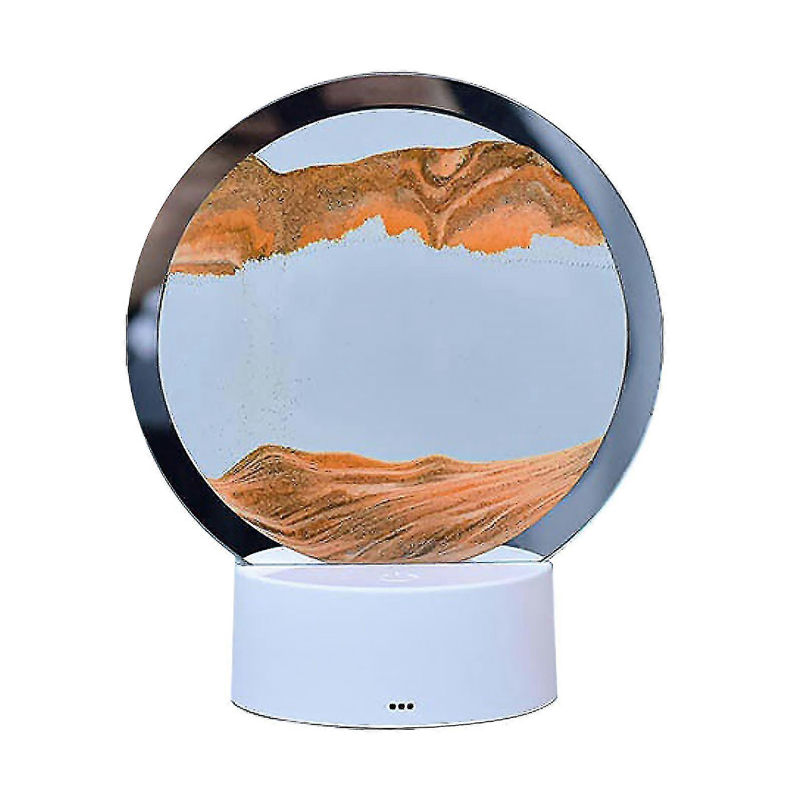 3d Moving Sand Art Desk Lamp Led Moving Sand Picture Quicksand Landscape Round Art Furnishing Articles
